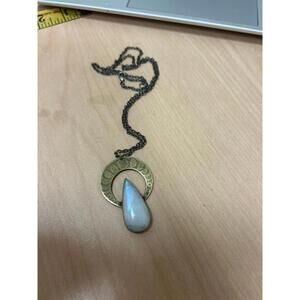 Large Teardrop Moonstone Crescent Moon Necklace